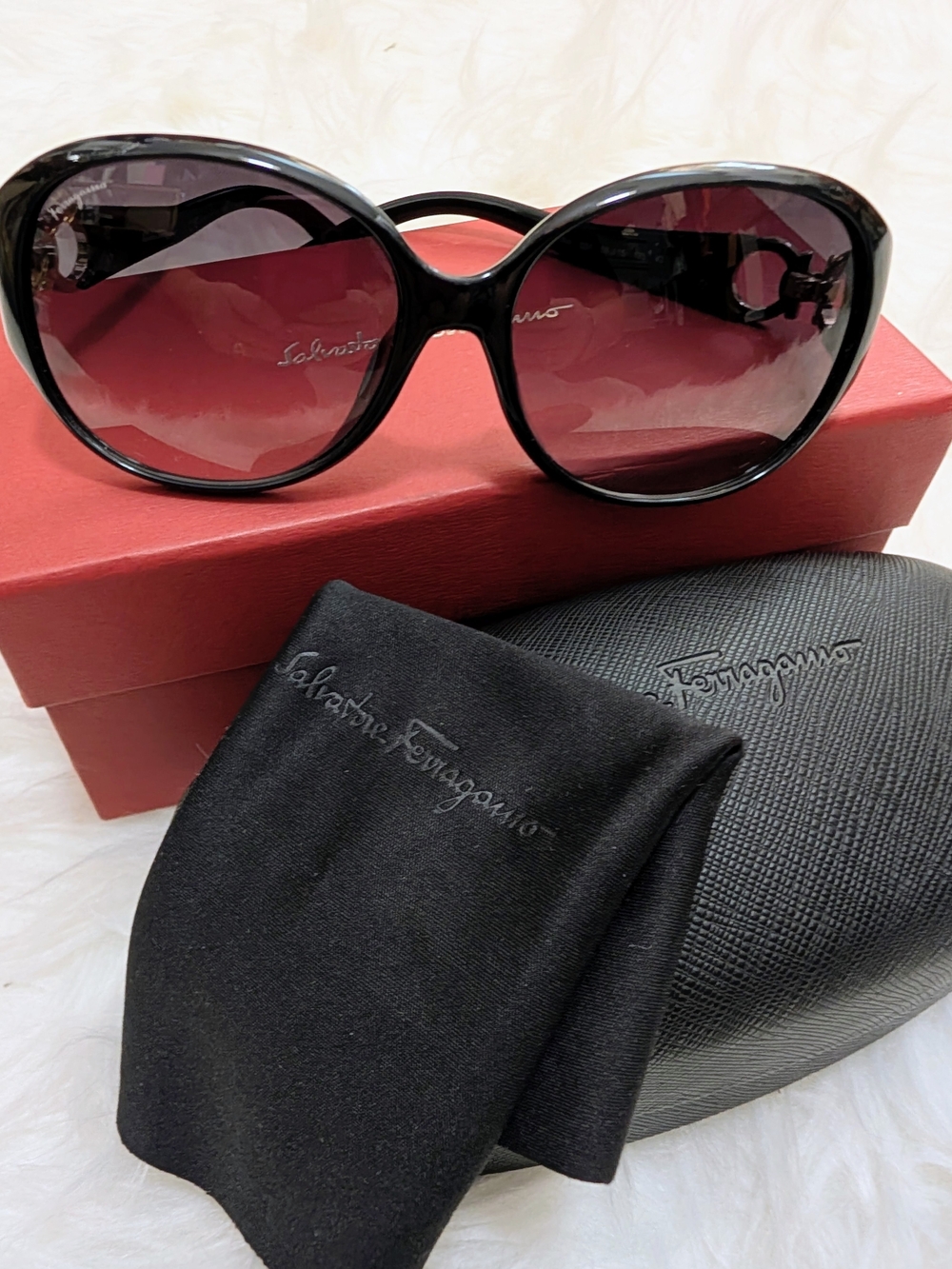 Salvatore Ferragamo Black Oversized Women's Sunglasses
